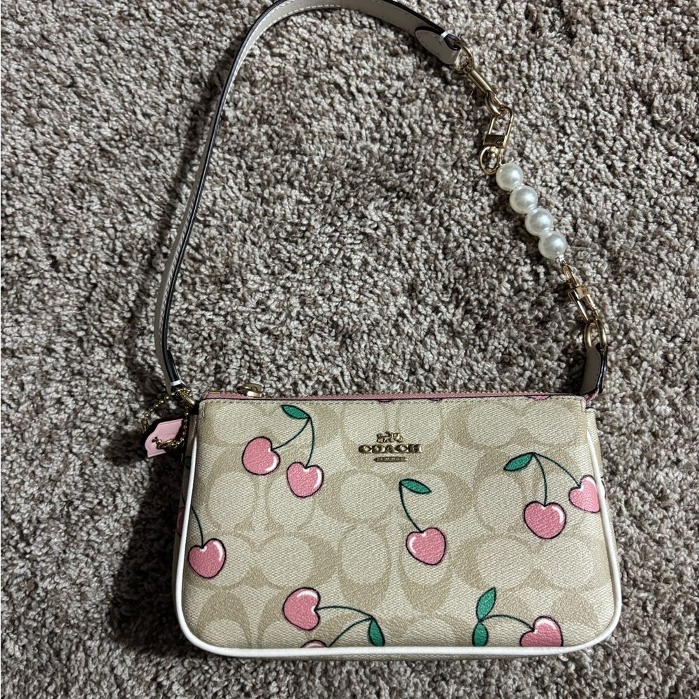 Coach Cherry Print Beige Crossbody Bag Nolita